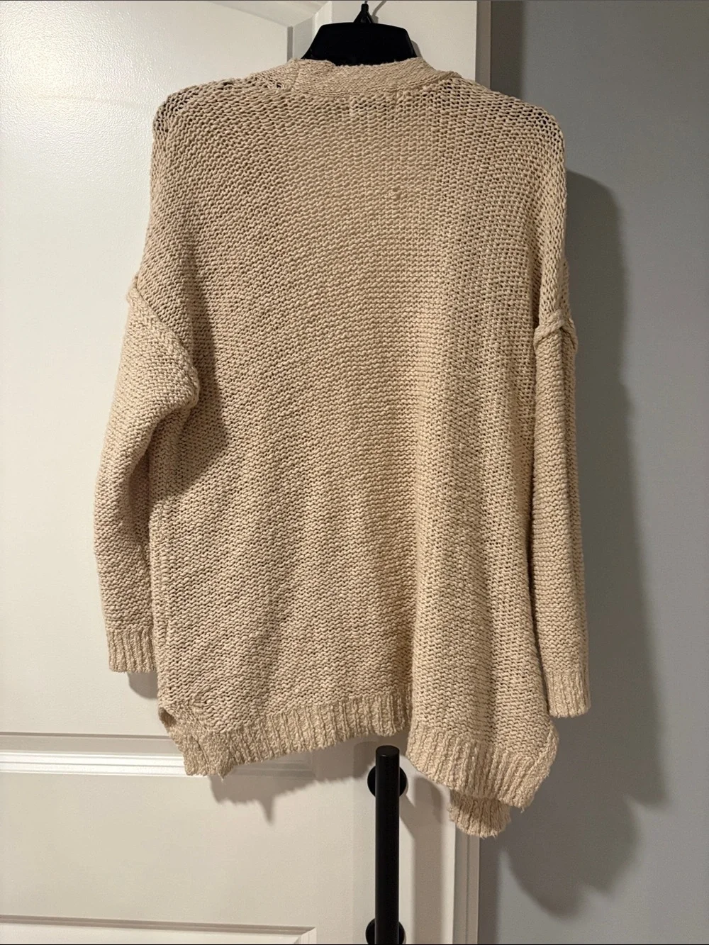 aerie Light Beige Open-Front Pocket Knit Cardigan - Picture 4 of 5